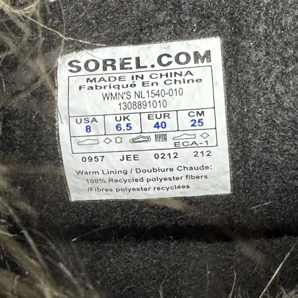 Sorel Joan Of Arctic Boots Womens Size 8 Black Suede Fur Waterproof Winter